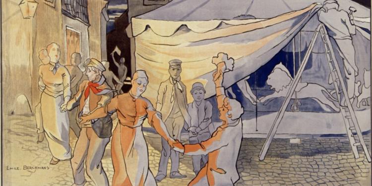 « Farandole d'ouvriers et de femmes », par Emile Berchmans, 1900